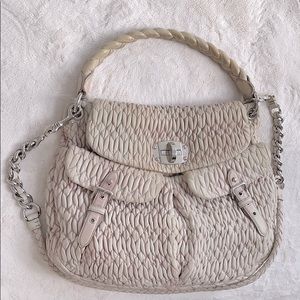 Miu Miu large pink leather matelassé motif bag